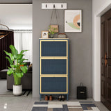 Modern Rattan 3 Door Shoe Rack Cabinet For Entryway - Furniture Home Direct