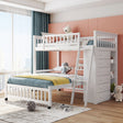 Bunk Bed With 6 Drawers And Flexible Shelves, Bottom Bed With Wheels - Furniture Home Direct
