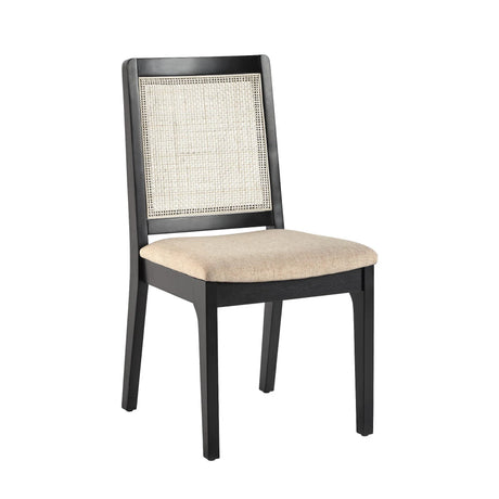 Modern Solid Wood Dining Chair With Rattan Inset Back (Set of 2) - Furniture Home Direct