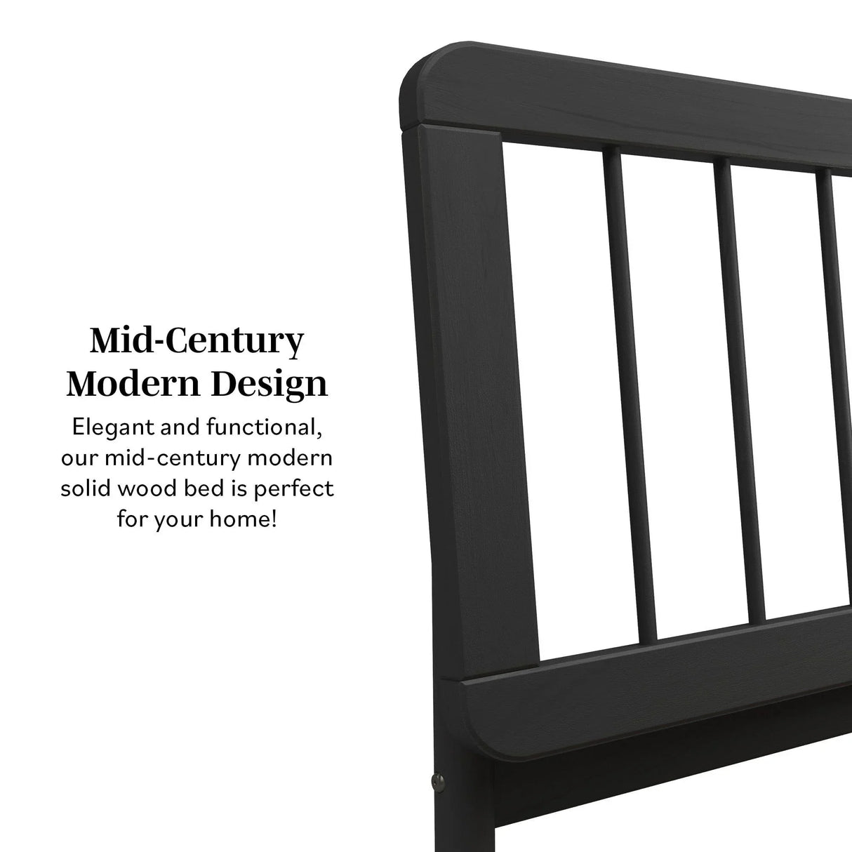 Mid-Century Modern Solid Wood Spindle Bed - Furniture Home Direct