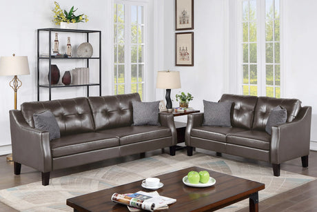 2 Piece Living Room Set in Black Faux Leather - Furniture Home Direct