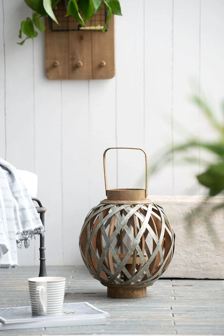 Decorative Lantern With Handle, Wooden Lantern For Indoor Outdoor, Home Garden, Wedding - Silver - Furniture Home Direct