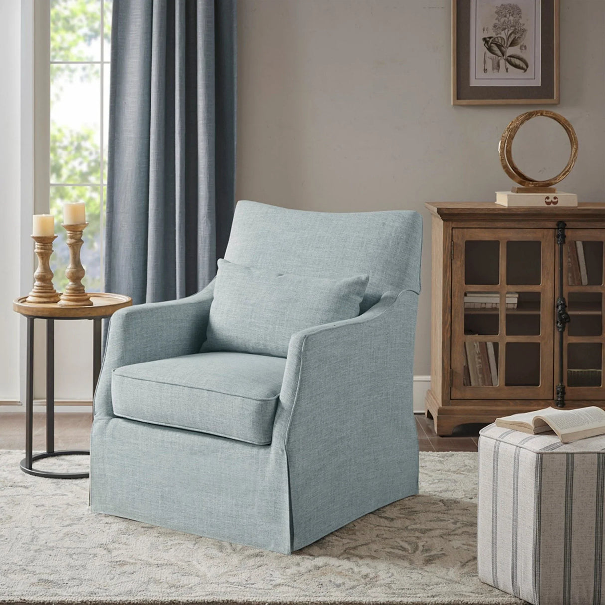 Traditional Design London Skirted Swivel Chair - Furniture Home Direct