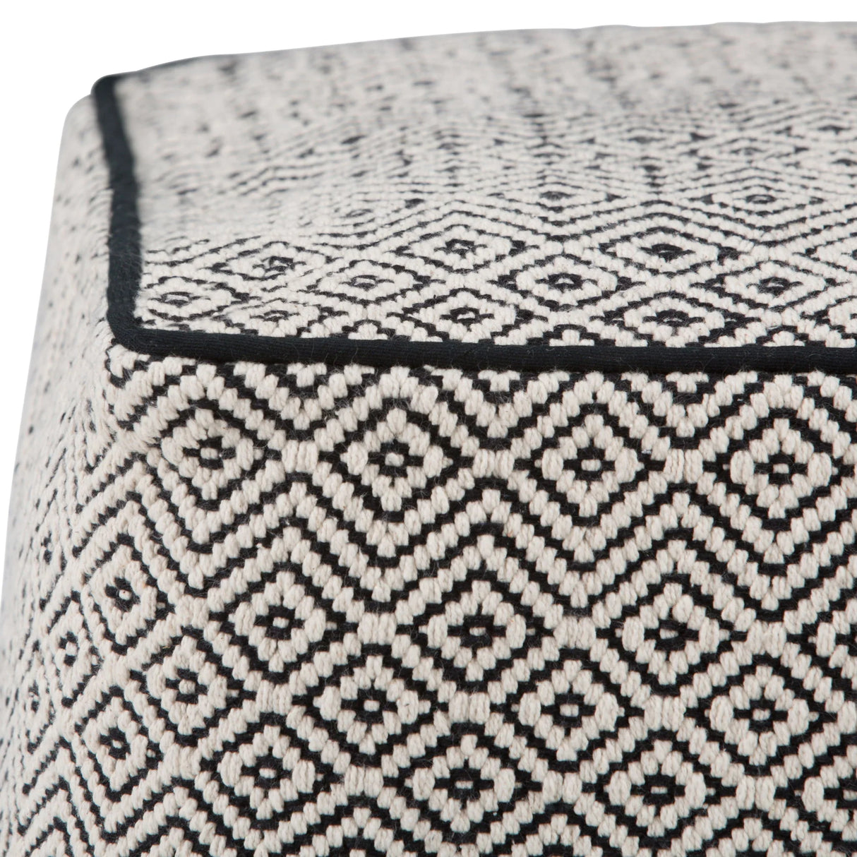 Brynn - Square Pouf - Patterned Black / Natural - Furniture Home Direct