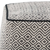 Brynn - Square Pouf - Patterned Black / Natural - Furniture Home Direct