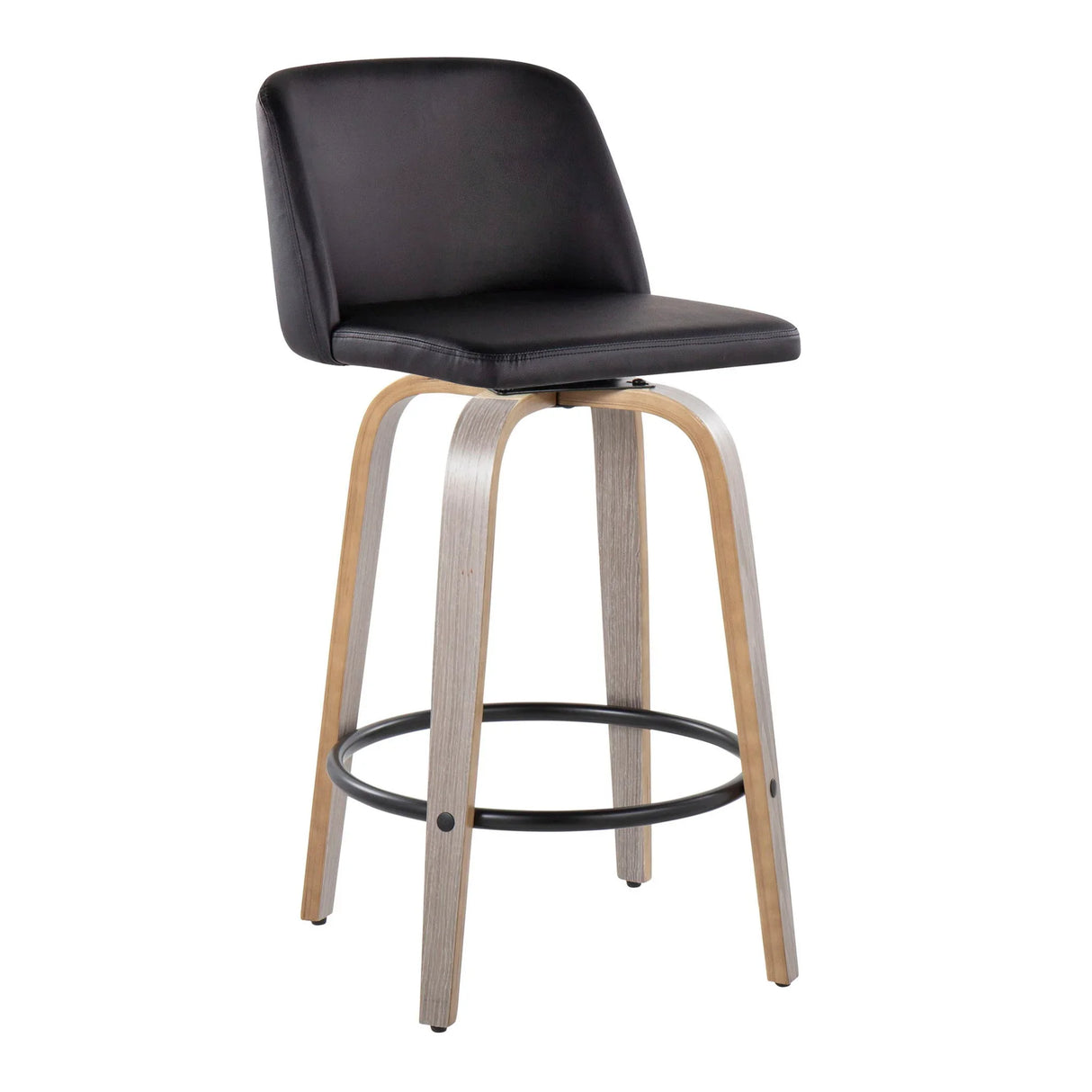 Toriano - Contemporary Fixed Height Counter Stool With Swivel & Round Footrest (Set of 2) - Furniture Home Direct