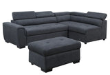 Haris - Fabric Sleeper Sofa Sectional With Adjustable Headrest And Storage Ottoman - Dark Gray - Furniture Home Direct