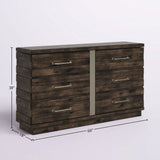 Industrial Farmhouse Designed 6 Drawer Dresser - Brown - Furniture Home Direct