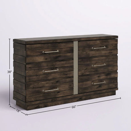 Industrial Farmhouse Designed 6 Drawer Dresser - Brown - Furniture Home Direct