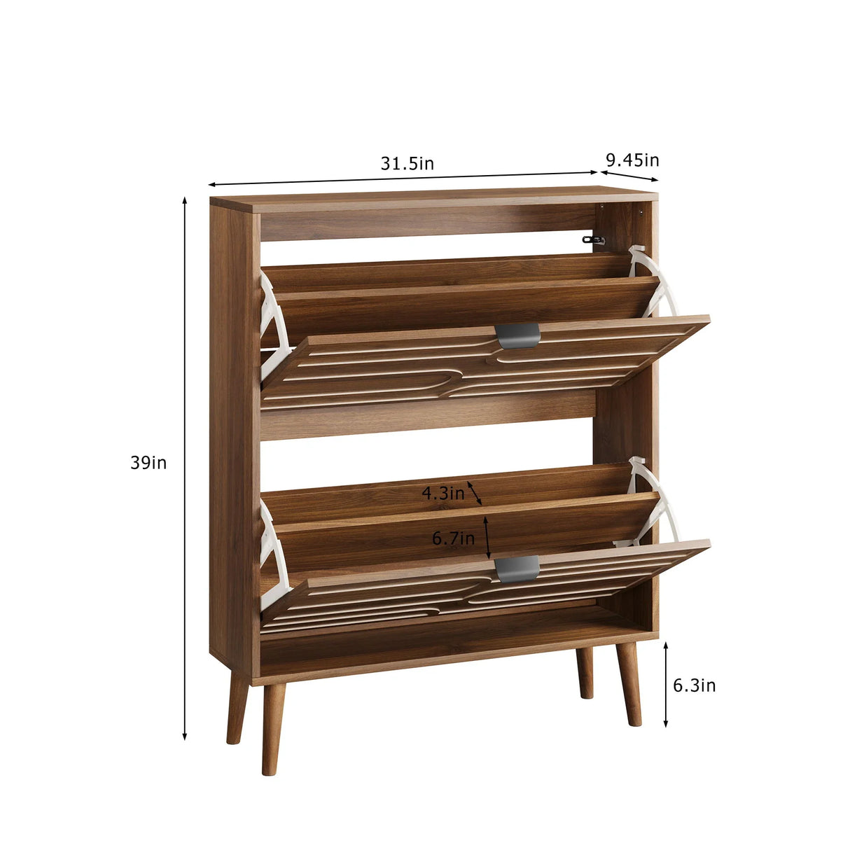 Medieval - Independent Shoe Cabinet With 2 Flip Drawers - Walnut - Furniture Home Direct