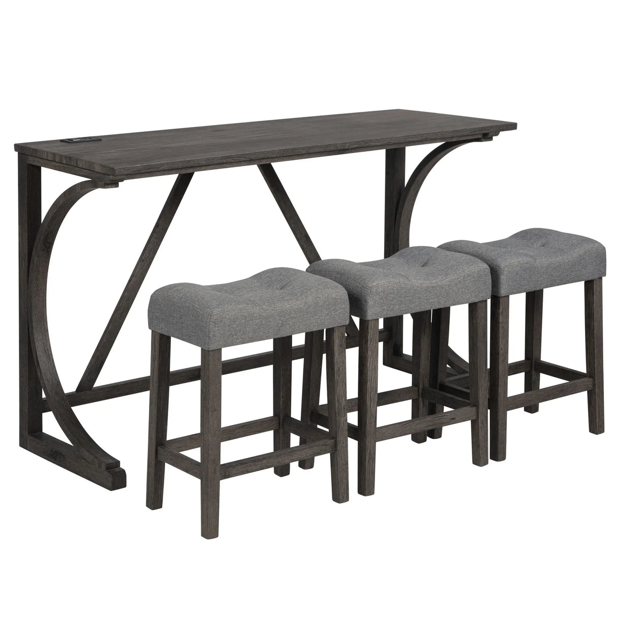 Bar Table Set With 3 Padded Stools - Furniture Home Direct