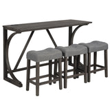 Bar Table Set With 3 Padded Stools - Furniture Home Direct