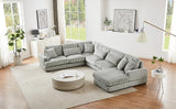 Sectional Sofa Oversized U Shaped Corduroy Fabric Gray - Furniture Home Direct