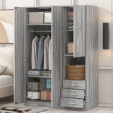 2 Doors Wardrobe Storage For Bedroom With Shelves And 3 Drawers - Furniture Home Direct