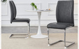 Dining Chairs Cantilever Metal Frame Polished PU Dark Gray - Furniture Home Direct