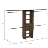 Closet System With Adjustable Shelving Drawers Dark Walnut - Furniture Home Direct