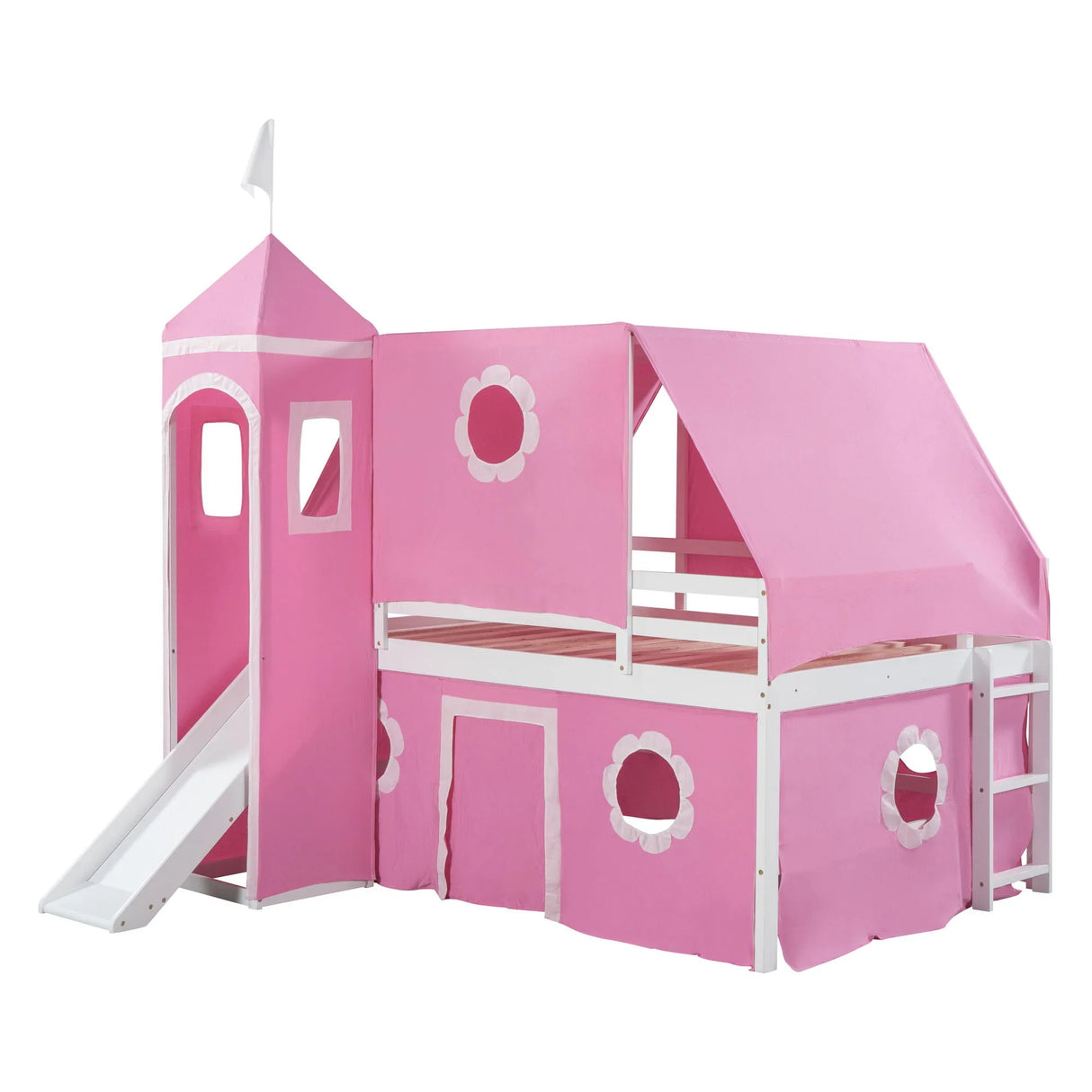 Loft Bed With Slide Tent And Tower Fun Playhouse Design - Furniture Home Direct