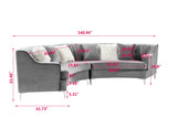 Grey Velvet Curved Sectional - Furniture Home Direct