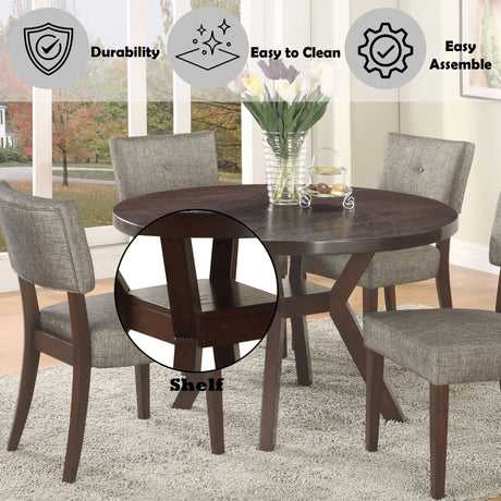 Drake - 5 Pieces Dining Room Set - Espresso / Gray - Furniture Home Direct
