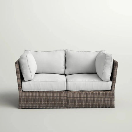 Modern Patio Wicker Loveseat With Cushions - Furniture Home Direct