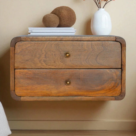 Curved Wall Mounted Bedside Nightstand - Furniture Home Direct