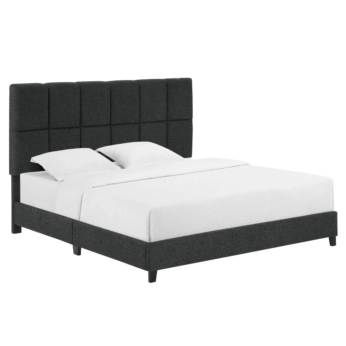 Squares Upholstered Platform Bed - Furniture Home Direct