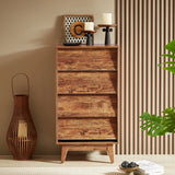 Vintage Style 4 Drawer Double Dresser With Bevel Design - Brown - Furniture Home Direct