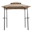 Outdoor Grill Gazebo With Double Tier Soft Top Canopy, Steel Frame, Bar Counters & Hook - Furniture Home Direct