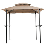 Outdoor Grill Gazebo With Double Tier Soft Top Canopy, Steel Frame, Bar Counters & Hook - Furniture Home Direct