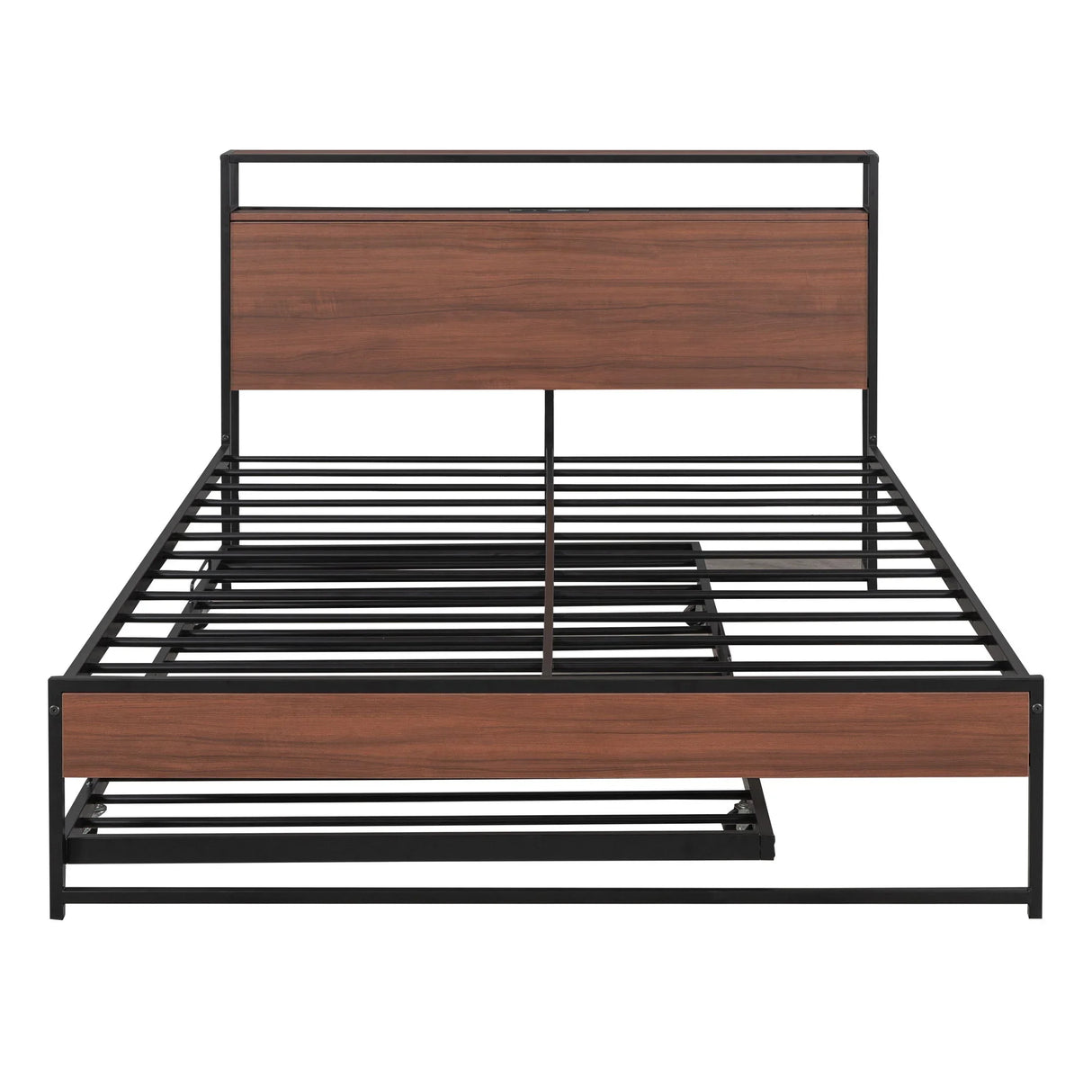 Platform Bed Frame With Trundle, USB Ports And Slat Support, No Box Spring Needed - Furniture Home Direct