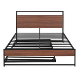 Platform Bed Frame With Trundle, USB Ports And Slat Support, No Box Spring Needed - Furniture Home Direct
