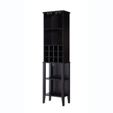 Wooden Wine Bottle Rack Metal Wine Glass Rack Four Shelves - Red Cocoa / Espresso - Furniture Home Direct