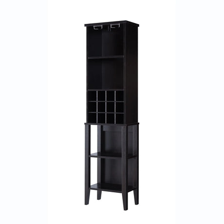 Wooden Wine Bottle Rack Metal Wine Glass Rack Four Shelves - Red Cocoa / Espresso - Furniture Home Direct