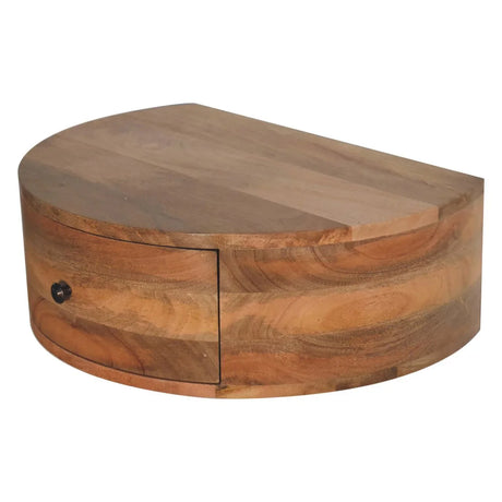 Large Wall Mounted Rounded Bedside Table - Beige - Furniture Home Direct