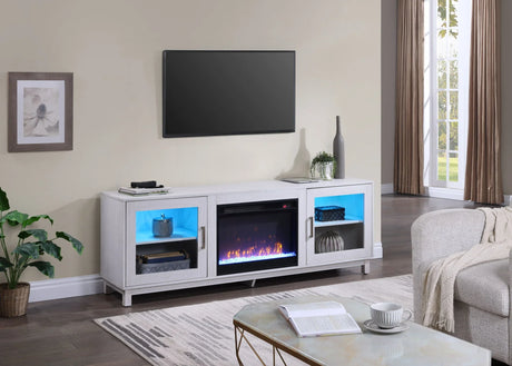 Summit - TV Stand Console With Fireplace - White Walnut Finish - Furniture Home Direct