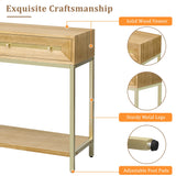 Console Table With Two Drawers Geometric Design Natural - Furniture Home Direct