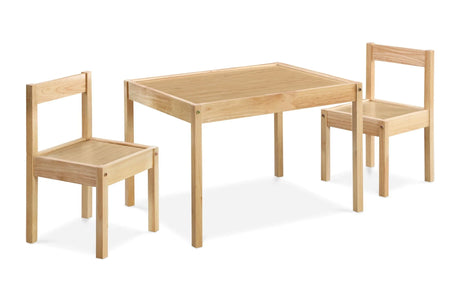 Della - 3 Piece Solid Wood Kids Table & Two Chair Set - Natural - Furniture Home Direct