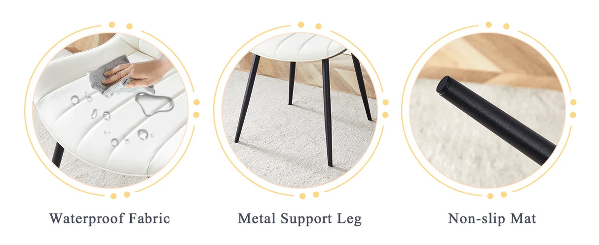 Dining Chairs Four Upholstered Leather Black Legs White - Furniture Home Direct