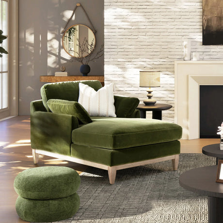 Pasadena - Modern Farmhouse Chaise Lounge Chair - Olive Green - Furniture Home Direct