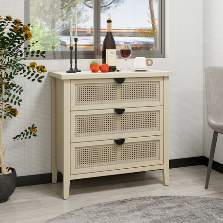 3 Drawer Cabinet, Suitable For Bedroom - Natural - Furniture Home Direct
