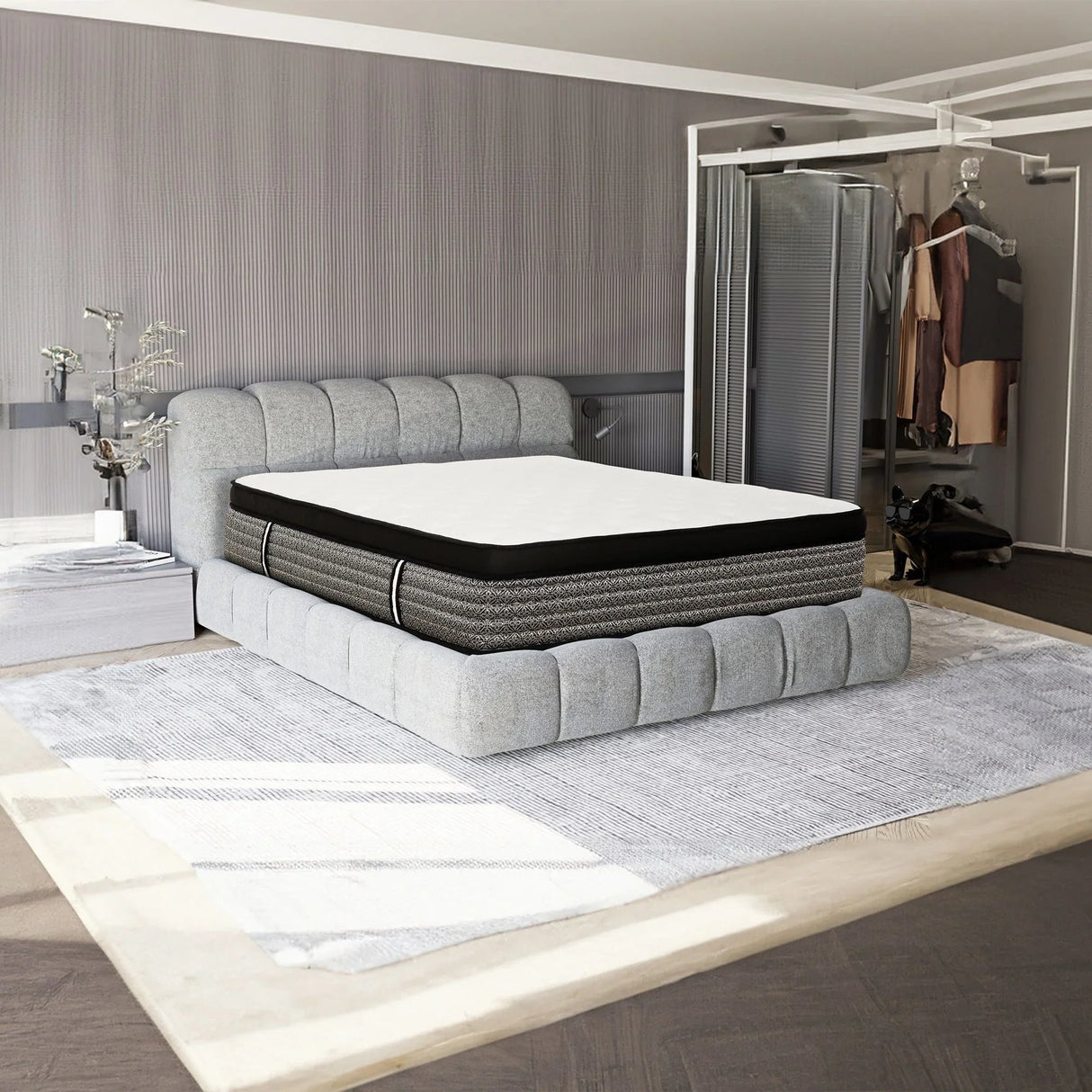 Premium 16" Queen Size Hybrid Mattress In A Box Plush Gel Memory Foam Top With Cooling Technology - Gray / White - Furniture Home Direct
