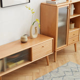 TV Cabinet With Chinese Changhong Glass Doors, Two Drawer Storage Space TV Standing - Furniture Home Direct