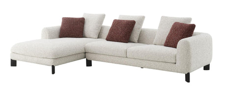 Mardi - Tweed Sectional Sofa With 3 Pillows - Maroon / Beige - Furniture Home Direct