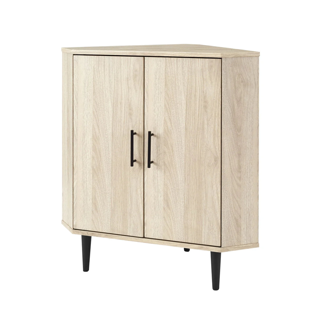 Contemporary 2 Door Mixed-Material Corner Accent Cabinet - Furniture Home Direct