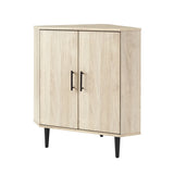 Contemporary 2 Door Mixed-Material Corner Accent Cabinet - Furniture Home Direct