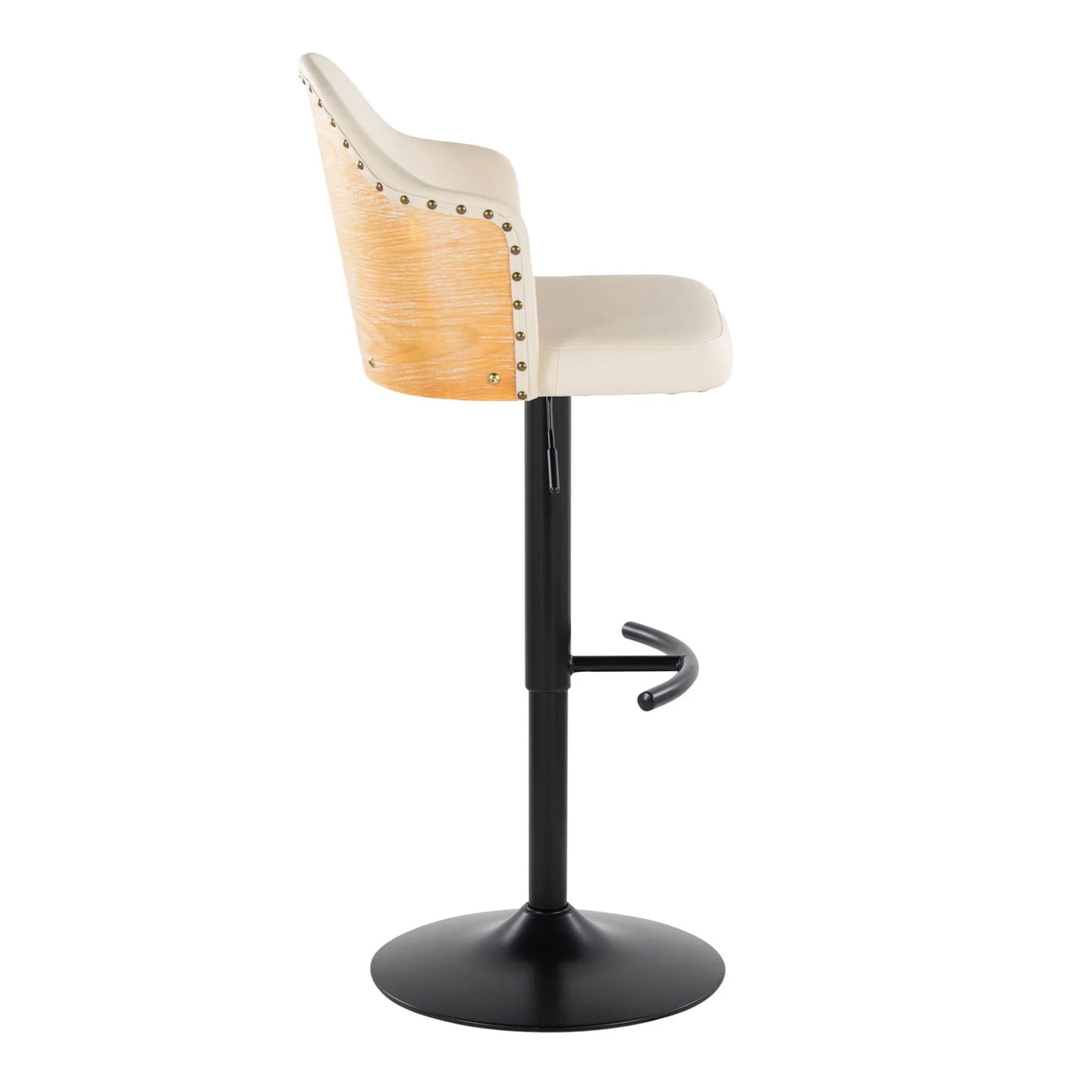 Ahoy - Contemporary Adjustable Barstool, Swivel With Rounded T Footrest (Set of 2) - Furniture Home Direct