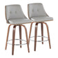 Gianna - Mid-Century Modern Fixed Height Stool With Swivel With Round Footrest (Set of 2) - Furniture Home Direct