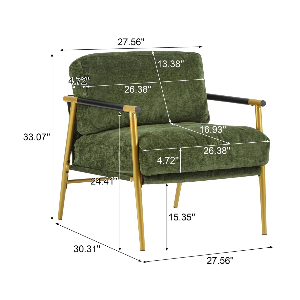 Modern Accent Chair With Plush Cushions, Cozy Seating