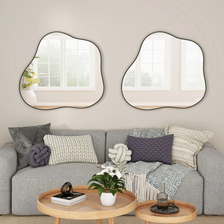Cloud Shaped Metal Accent Wall Mirror - Black - Furniture Home Direct