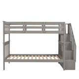 Stairway Bunk Bed With Storage And Guard Rail For Bedroom - Furniture Home Direct